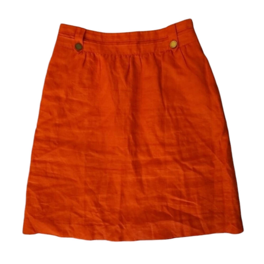 Tory Burch 100% Linen High Rise A-line Skirt  Orange sz 4 Summer Spring‎